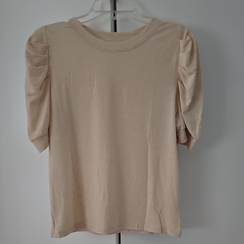 SHEIN Beige Puff Sleeve Blouse